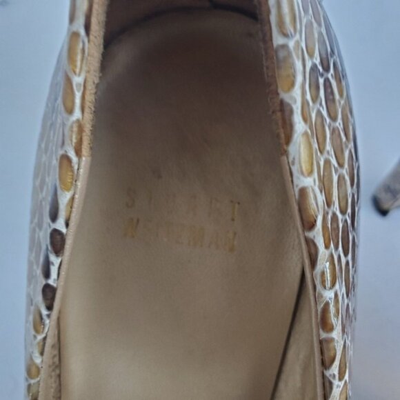 Stuart Weitzman Patent Pump Snake Print Neutral Size 6 - Picture 10 of 16
